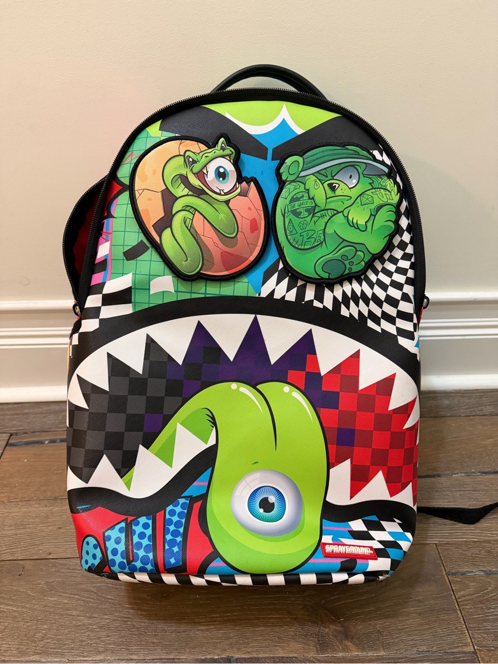psycho world of fun : Sprayground Kids Neon Green Monster Eye Graphic Backpack